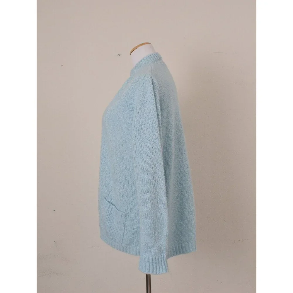 Vintage 80s Blue‎ Granny Acrylic Sweater size 42